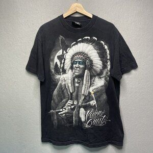 DGA Vision Quest Native American Tattoo Art Black Graphic T-Shirt Mens L
